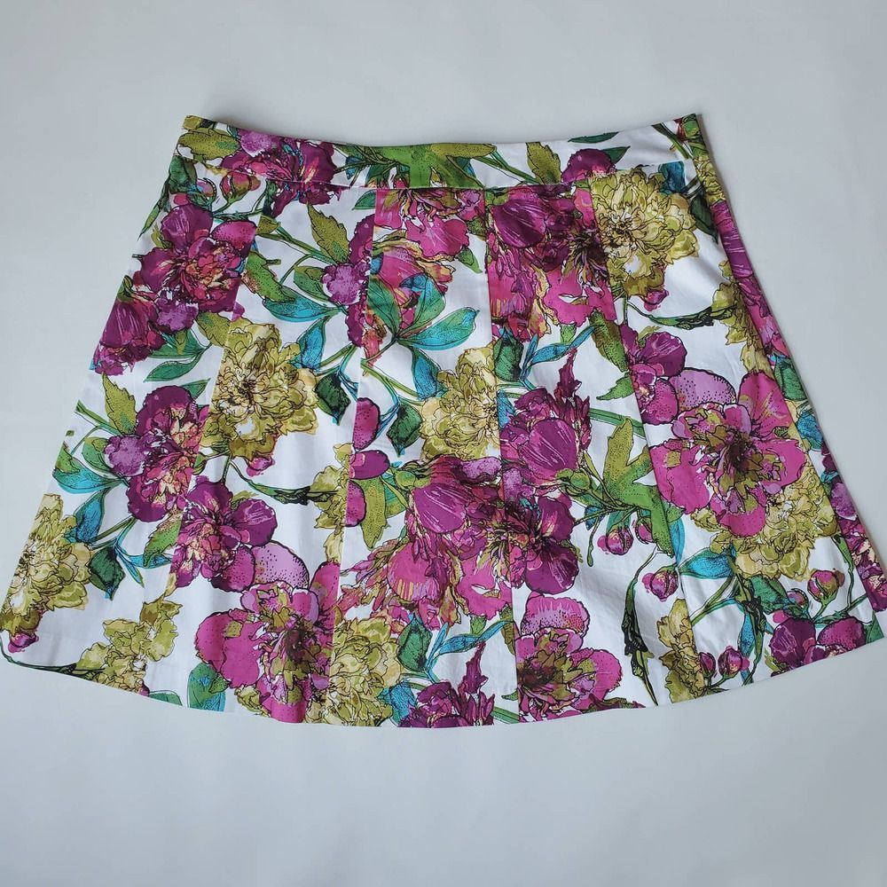 Lane Bryant Skirt Spring Floral Cotton A-Line Stretch Knee Length Womens Size 26 - Picture 3 of 4